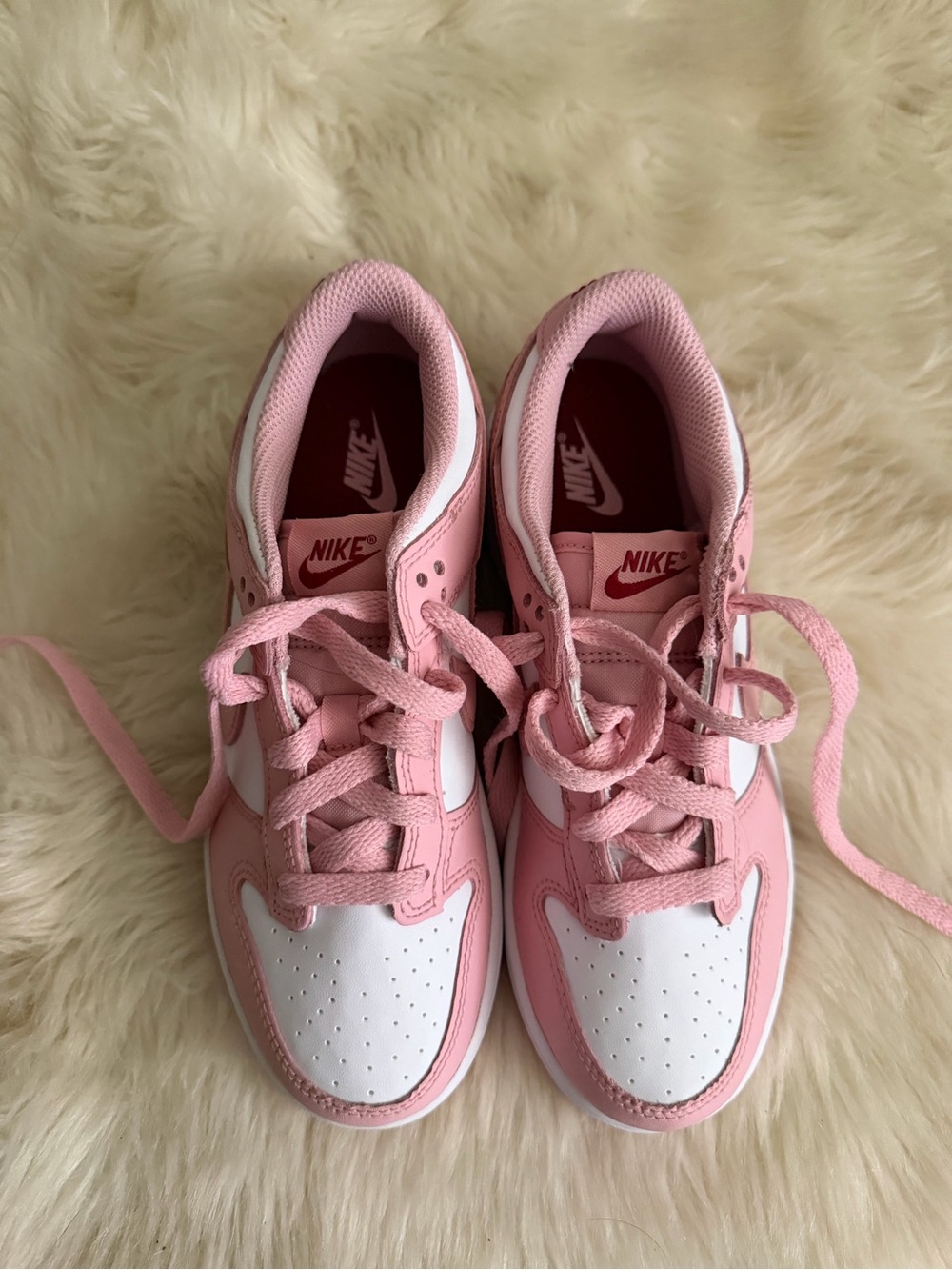 Nike Kids Pink and White Low-Top Sneakers - Youth